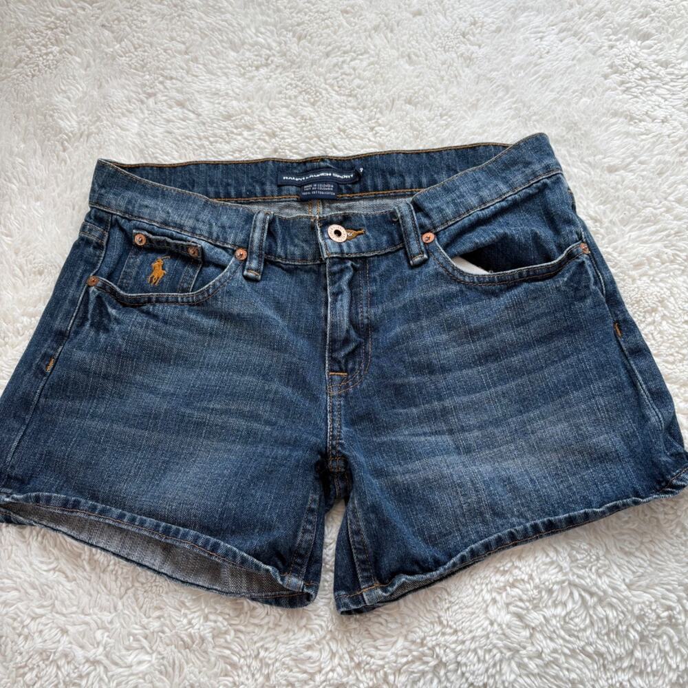 VTG Y2K 90s Ralph Lauren Sport Womens Denim Shorts 4" Sz 4 Streetwear Boho Indie